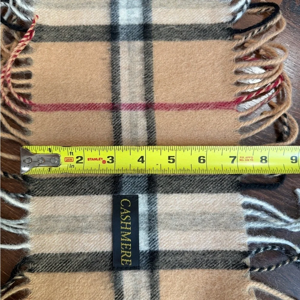 Wool Cashmere Fringe Plaid scarf